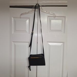 Black Crossbody Bag with Gold Accent
